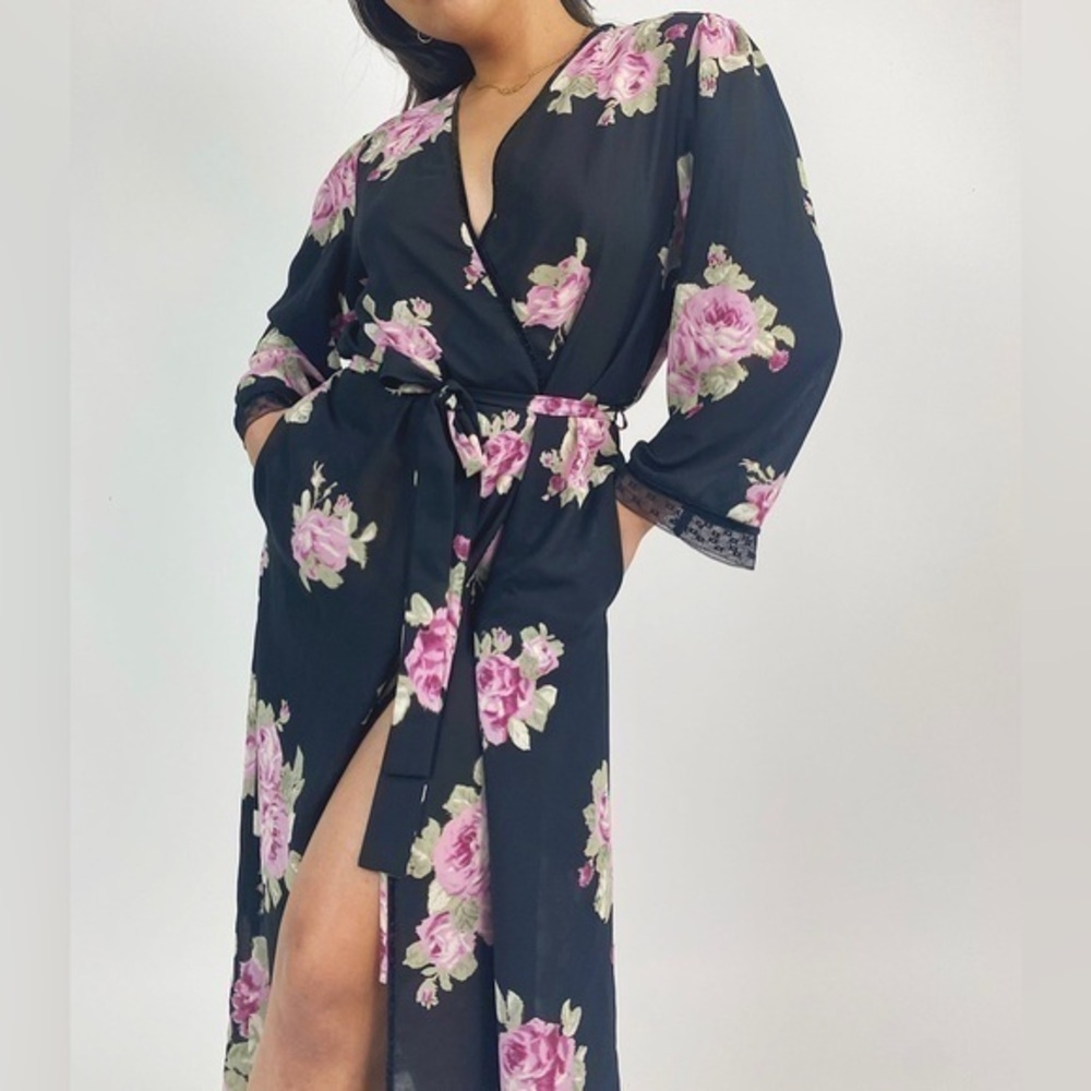 vintage oscar de la renta | floral dressing gown/robe | large